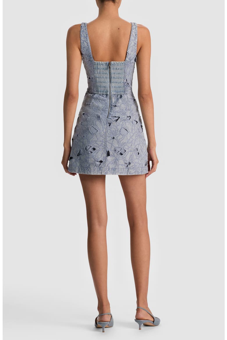 Maryann Embroidered Floral Eyelet Denim Dress, Alternate, color, ROCKSTAR BLUE