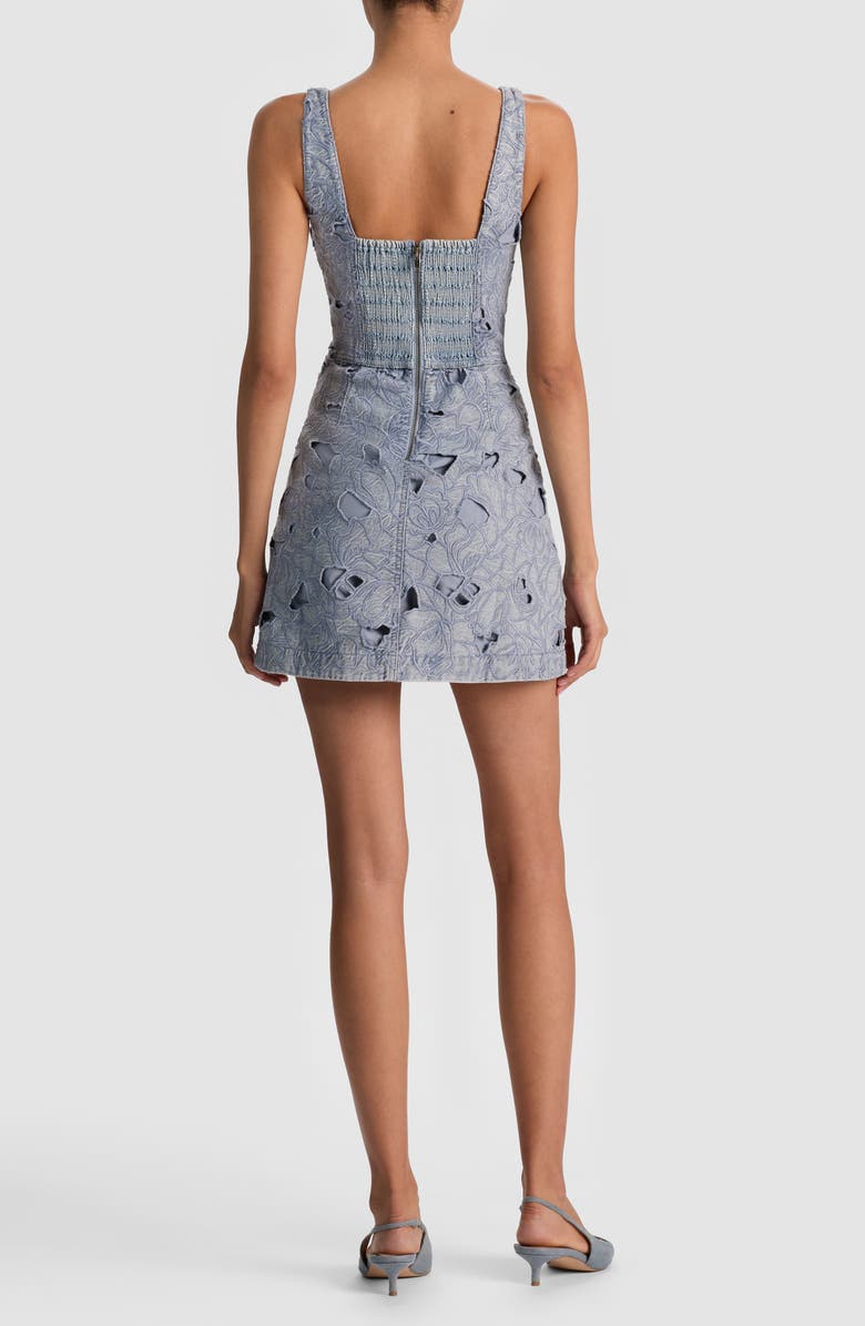 Alice + Olivia Maryann Embroidered Floral Eyelet Denim Dress, Alternate, color, Rockstar Blue