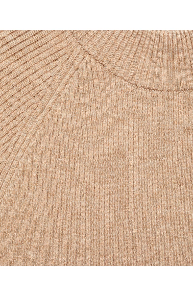 MANGO Perkins Mock Neck Rib Midi Dress, Alternate, color, 