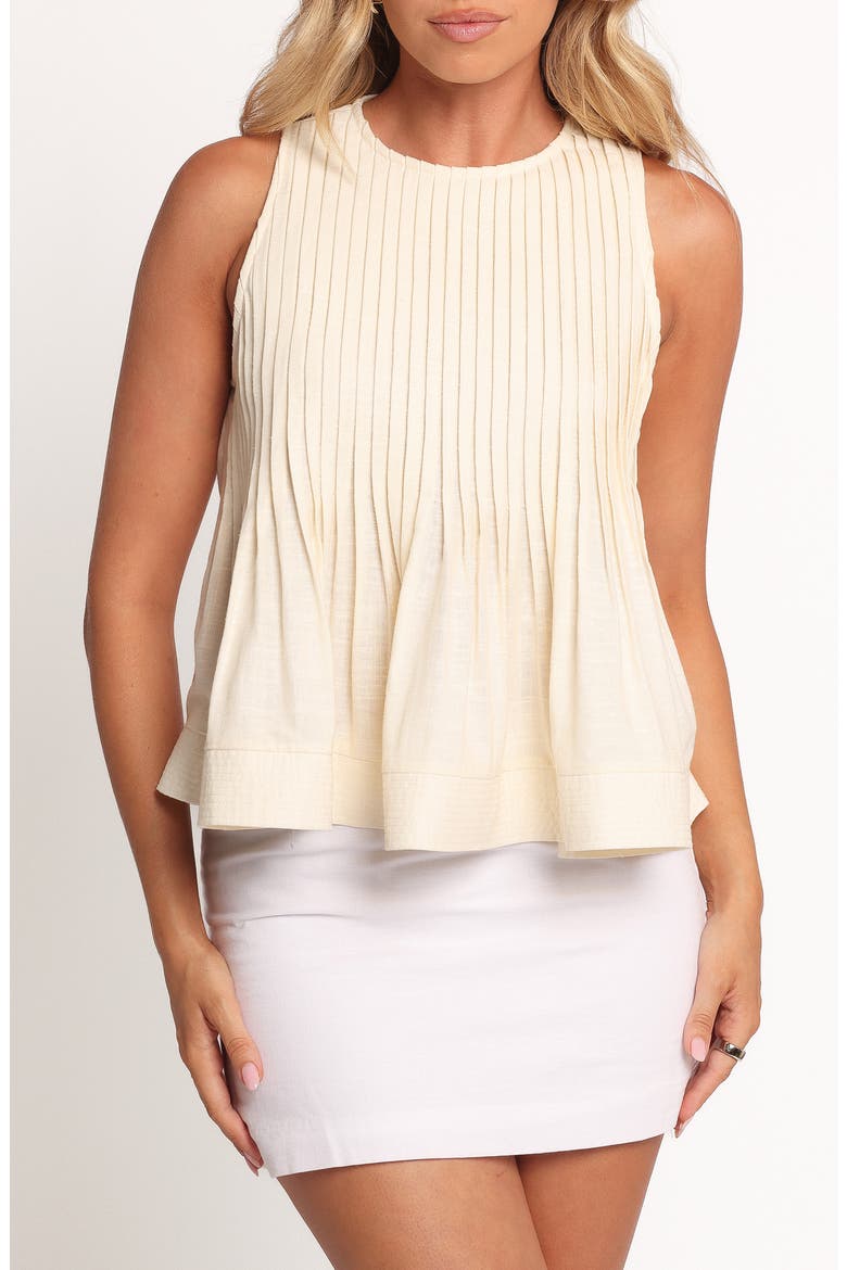 Doria Pintuck Pleat Cotton Blend Tank, Main, color, CREAM