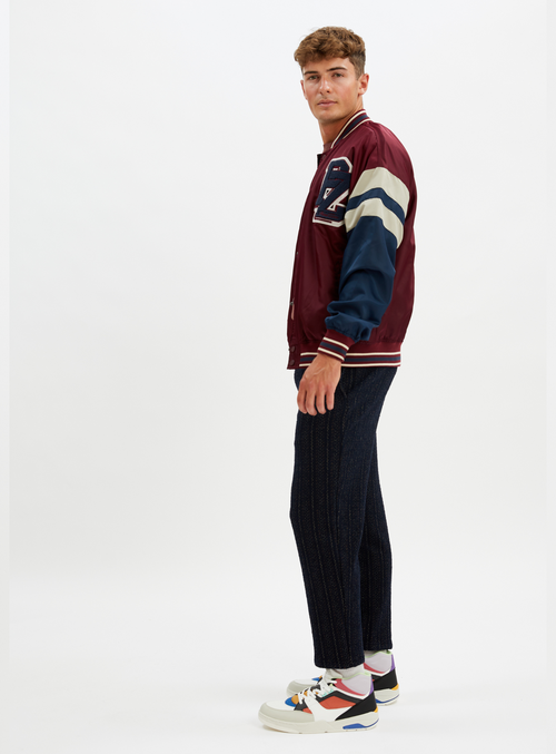 Point Zero Unisex Limited Edition Varsity Jacket In Cabernet