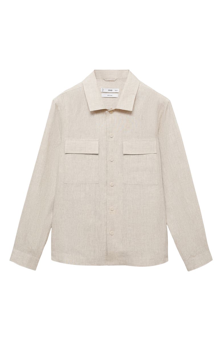 MANGO Linen Overshirt with Pockets, Alternate, color, 