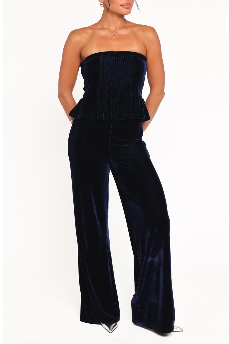 Sutton Strapless Peplum Jumpsuit, Main, color, MIDNIGHT BLUE VELVET