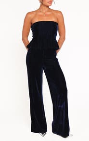 Petal & Pup Sutton Strapless Peplum Jumpsuit