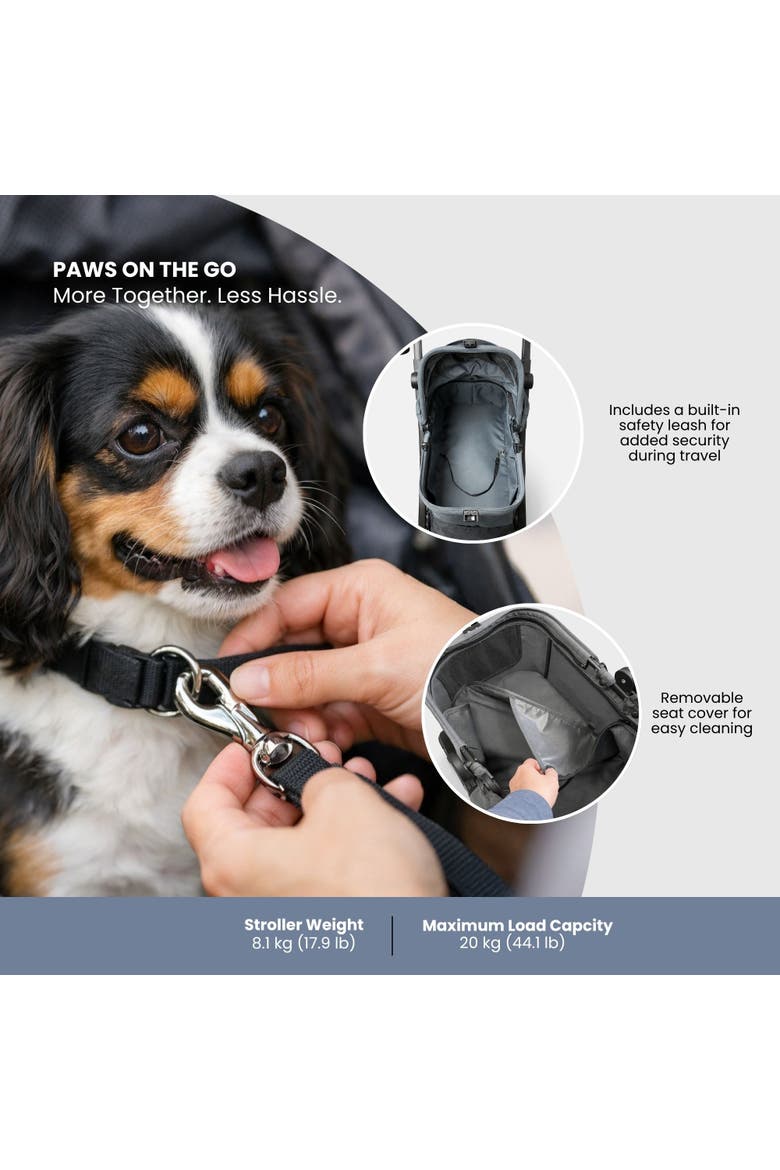 Lightweight & Compact Pet Stroller for Dogs & Cats - Charcoal, Alternate, color, Charcoal