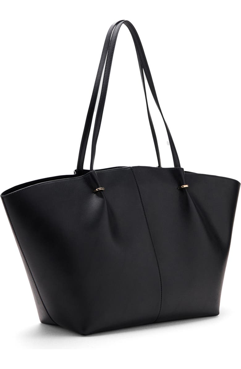 MANGO Faux Leather Shopper Bag, Alternate, color, Black