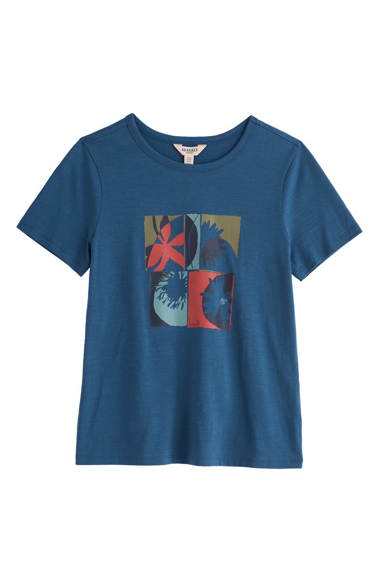 Seasalt Cornwall Printing Ink Organic Cotton Graphic T-Shirt, Alternate, color, Spliced Shapes Dusk