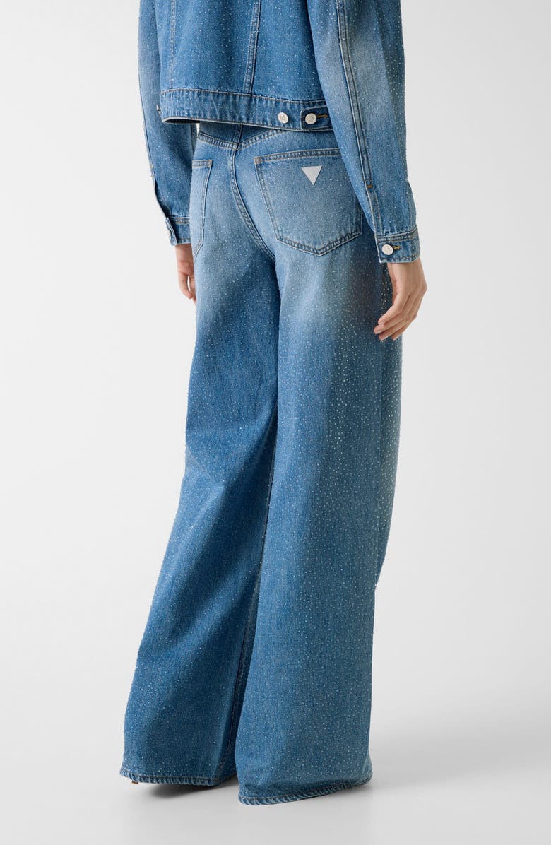 GUESS Alba High Waist Wide Leg Jeans, Alternate, color, Blue