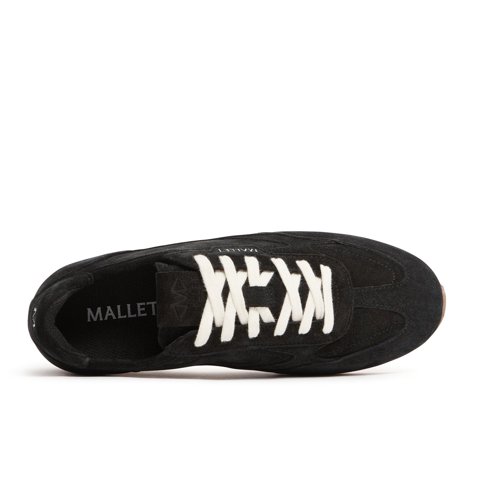 MALLET Penn Gum Leather Retro Runner Trainers, Alternate, color, Black