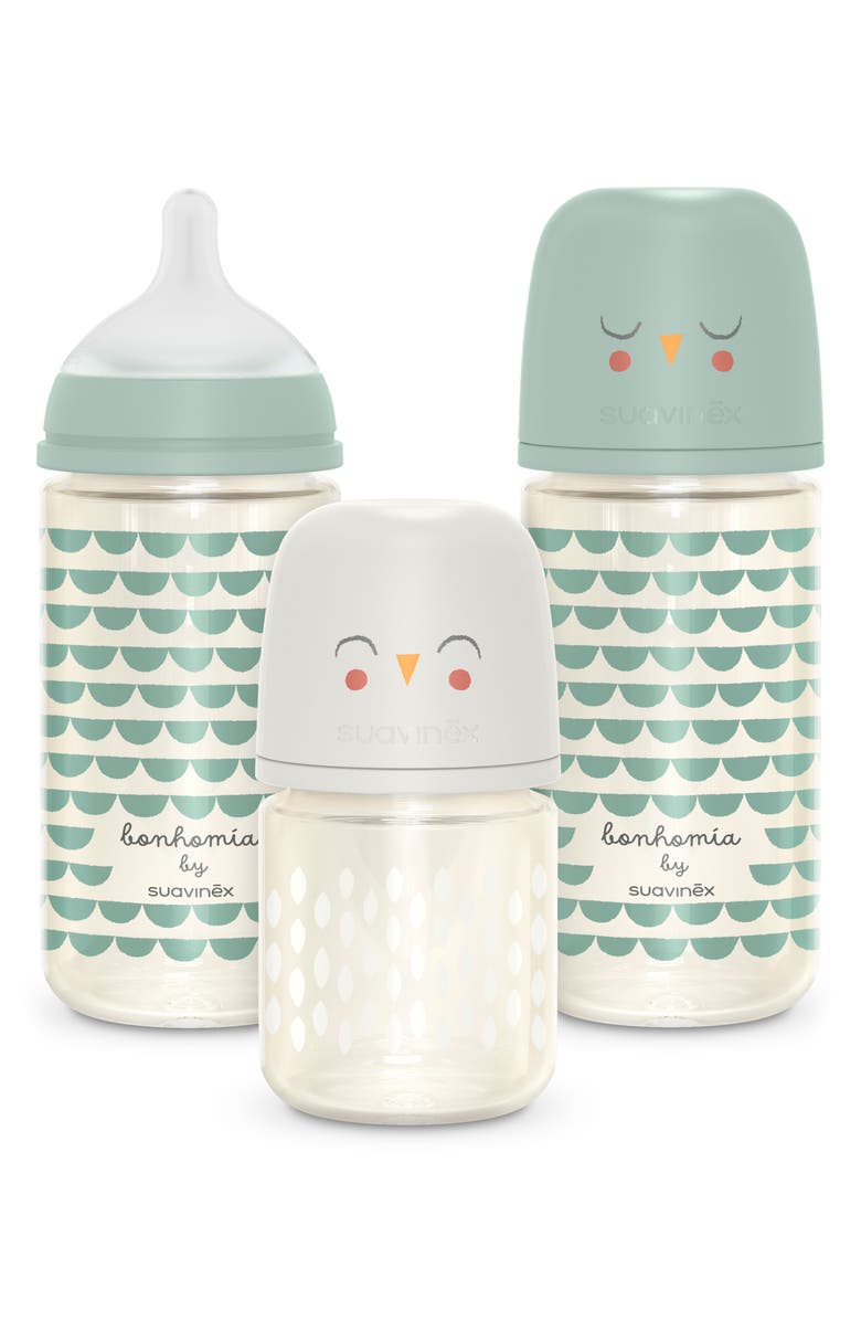 Suavinex Bonhomia 3-Pack Glass Feeding Bottles & SX PRO Silicone Nipple, Main, color, 