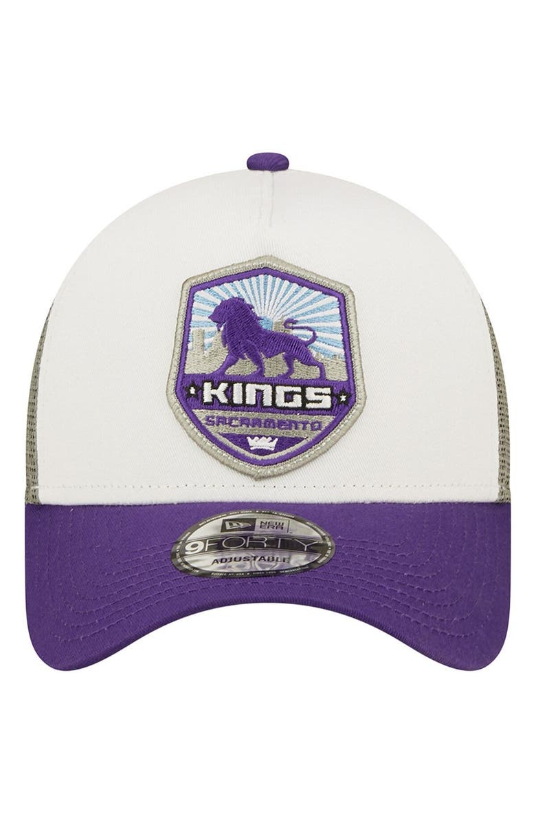 New Era Men's New Era White/Purple Sacramento Kings 9FORTY Snapback Hat, Alternate, color,