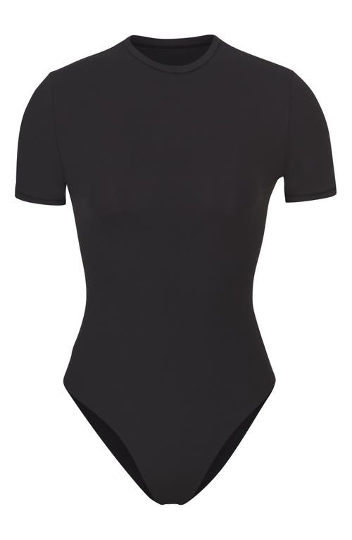 Skims Fits Everybody T-shirt Bodysuit In Onyx