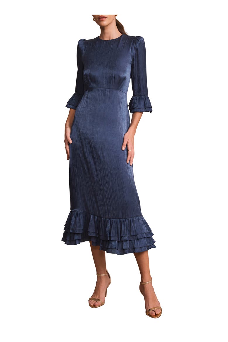fitted ruffle midi dress Off The Shoulder Ruffle Midi Dress 39752