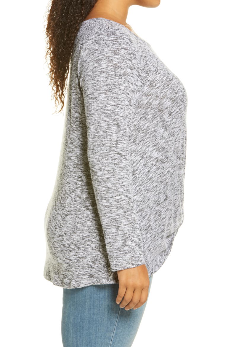 Scoop Neck Front Twist Top, Alternate, color, BLACK/ IVORY