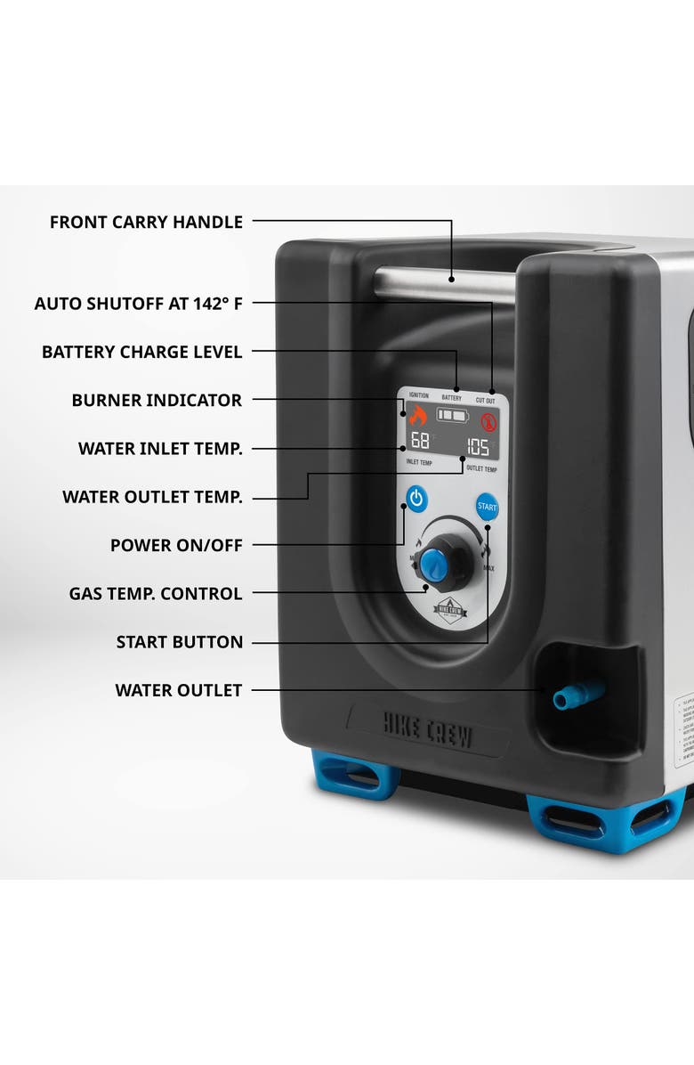 Hike Crew Portable Propane Water Heater & Shower Pump with Built-In Battery, Safety Shutoff & Case, Alternate, color,