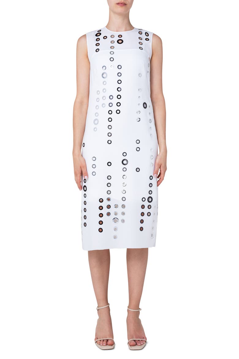 Circle Cutout Midi Dress, Main, color, CREAM-SILVER