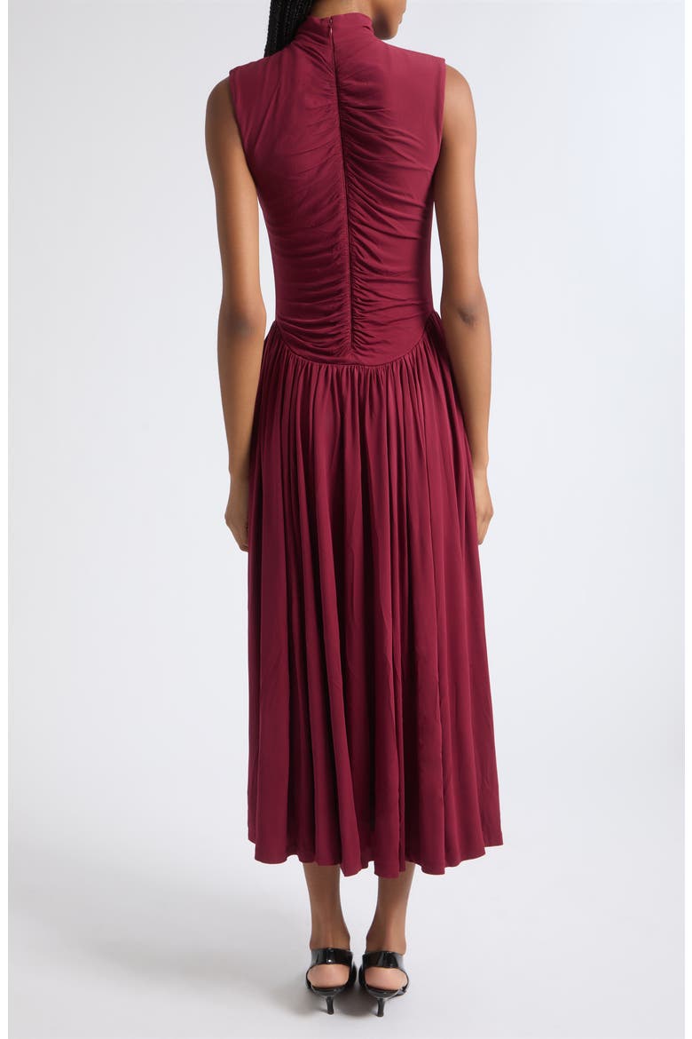 Faria Center Ruched Sleeveless Midi Dress, Alternate, color, OXBLOOD
