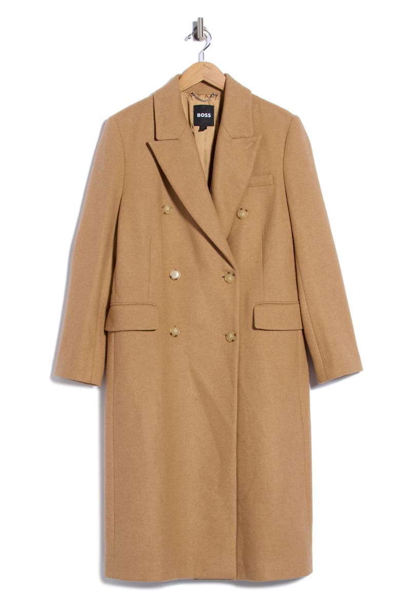 Callaf Double Breasted Coat, Main, color, MED BGE