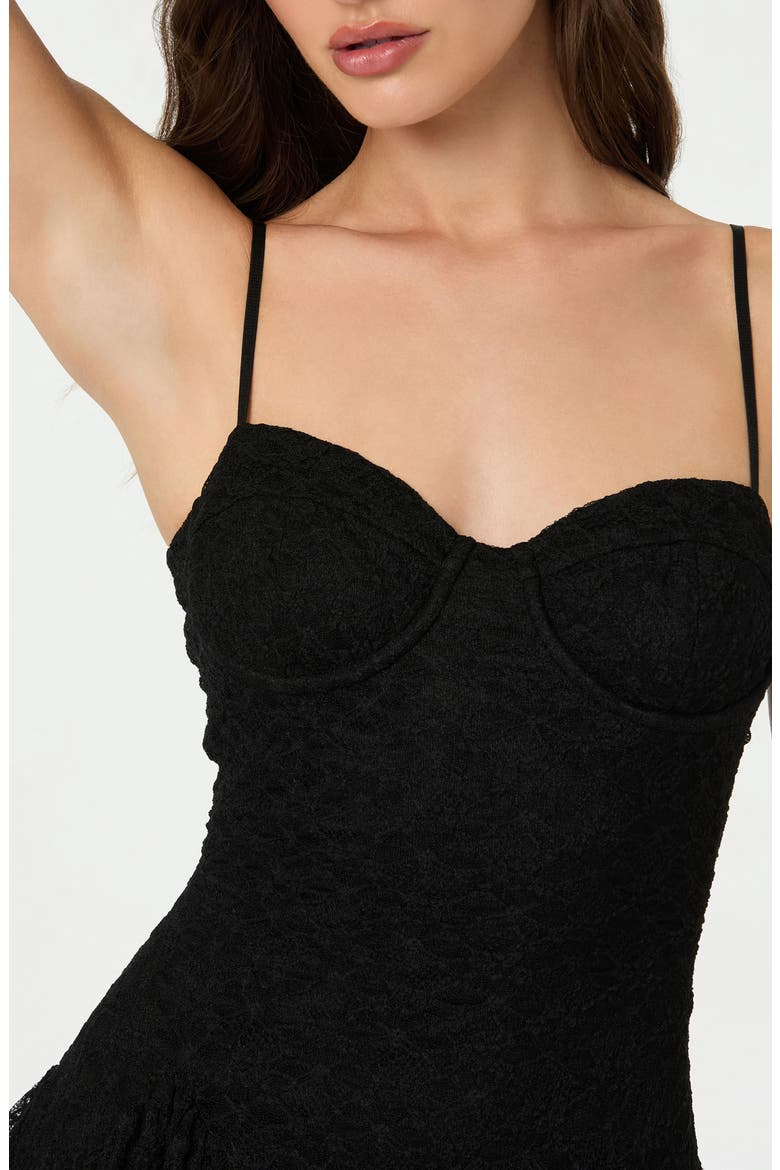 Lace Corset Bodice Minidress, Alternate, color, BLACK