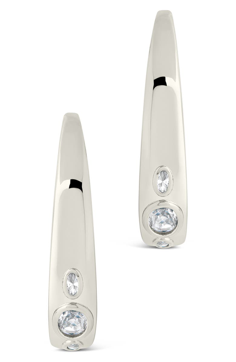 Sterling Forever Soren Cubic Zirconia Hoop Earrings, Alternate, color, Silver