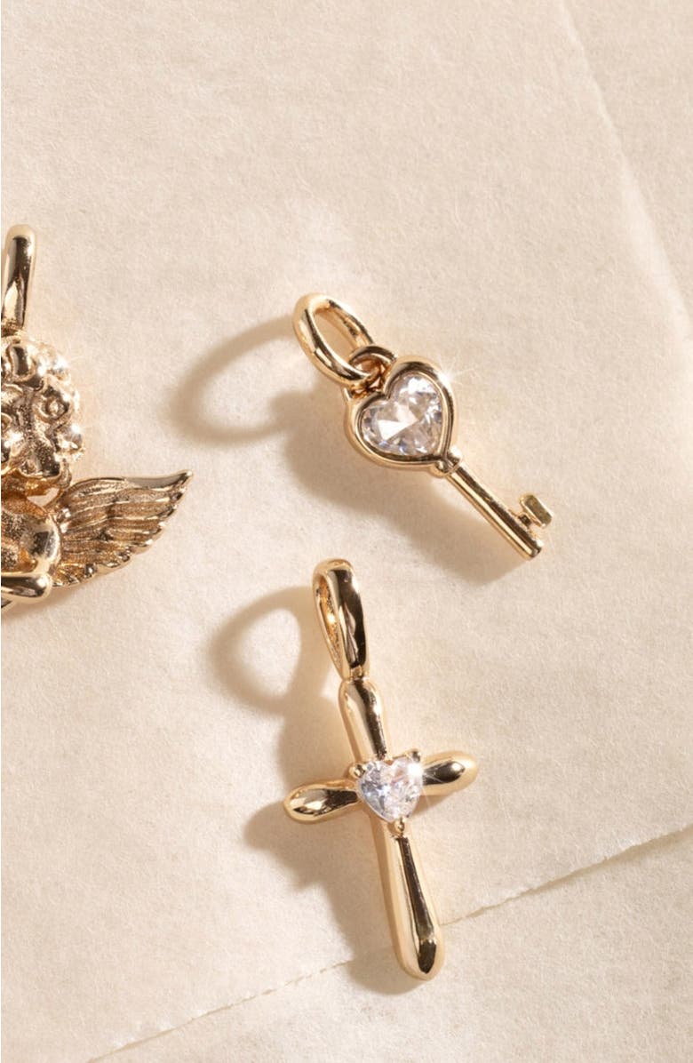 MADE BY MARY CZ Heart Key Charm, Alternate, color, Gold