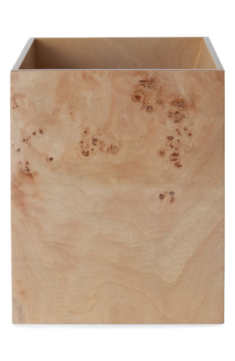 Kassatex Mesa Burl Wood Wastebasket, Main, color,
