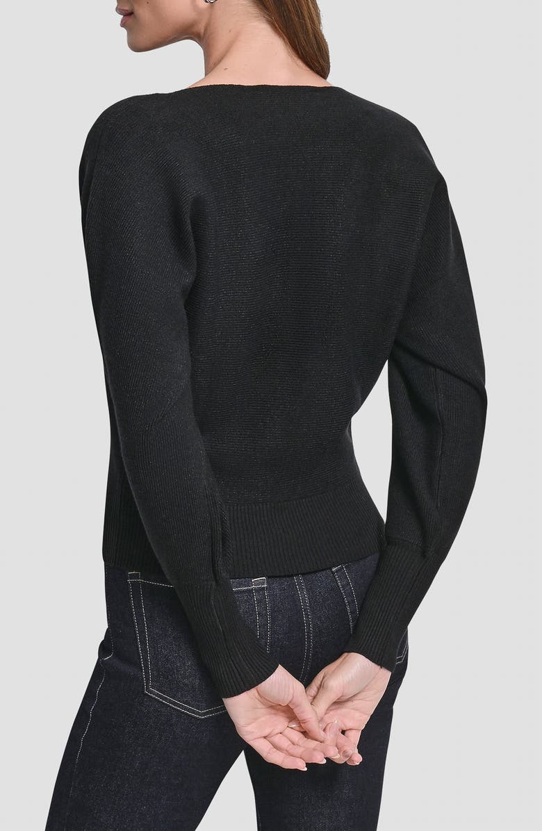 DKNY V-Neck Dolman Sleeve Sweater, Alternate, color, Black