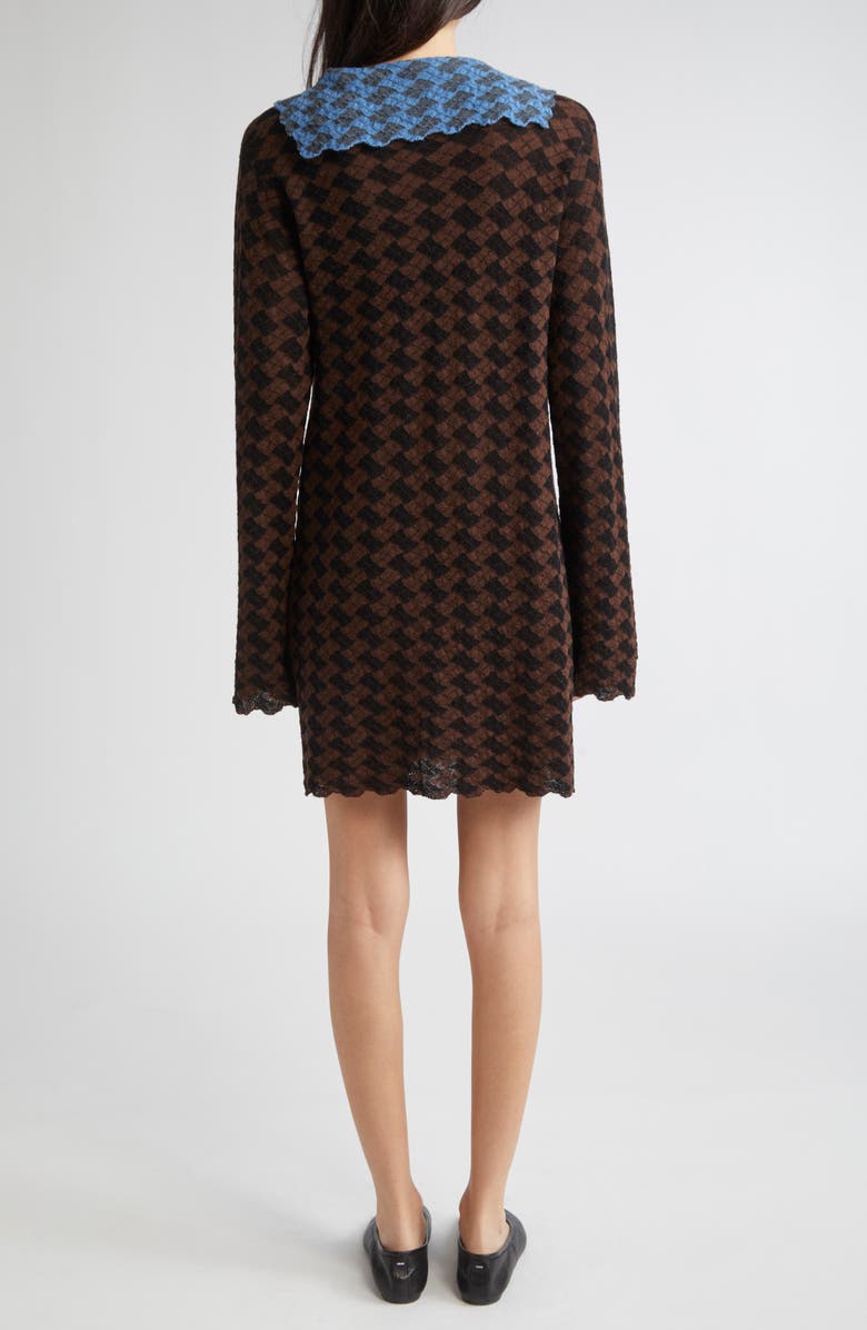 YanYan Basket Argyle Long Sleeve Sailor Collar Wool Sweater Dress, Alternate, color, 