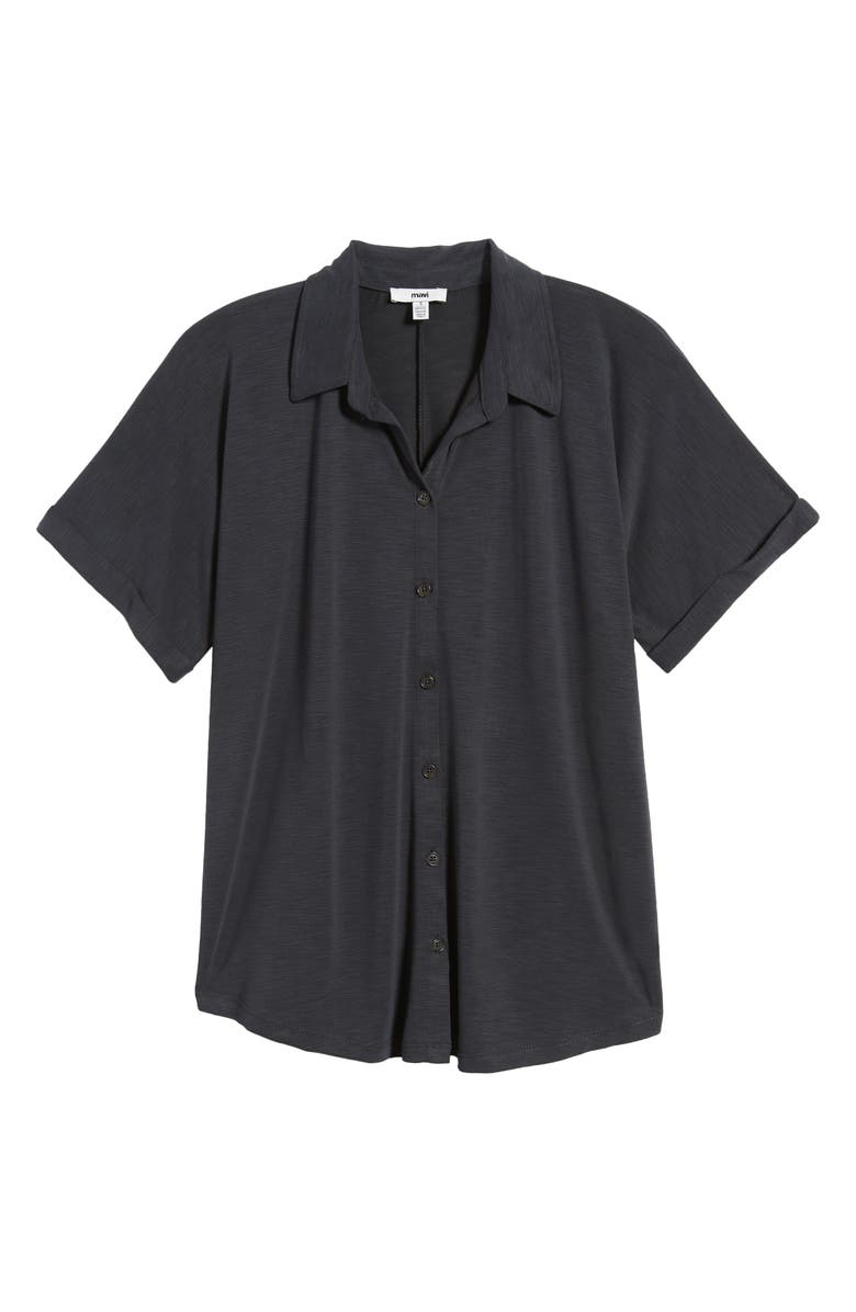 Mavi Jeans Space Dye Short Sleeve Cotton Button-Up Shirt, Alternate, color,