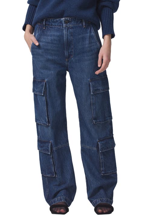Delena High Waist Wide Leg Cargo Jeans (Alma)