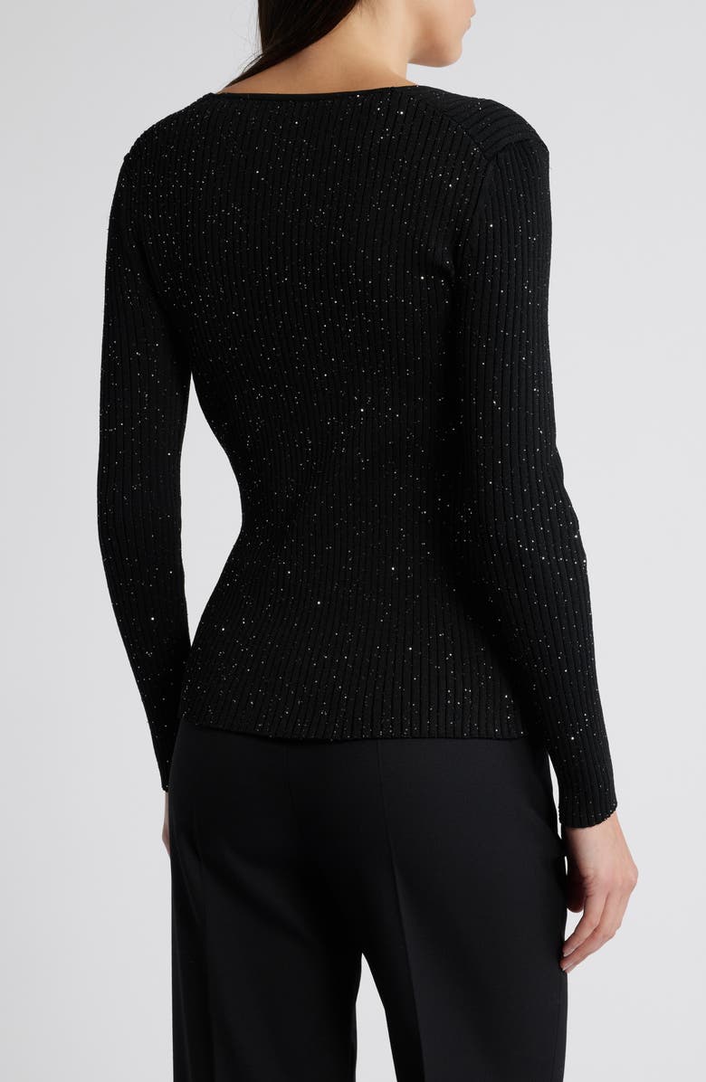 BOSS Ferim Sparkle Sweetheart Neck Rib Top, Alternate, color, Black