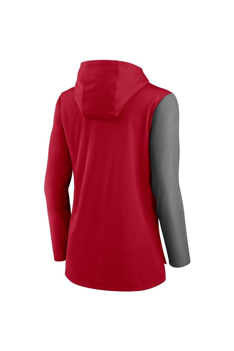 Women's Nike Red/Heathered Charcoal Tampa Bay Buccaneers Chevron Hoodie Performance Long Sleeve T-Shirt, Alternate, color, Red