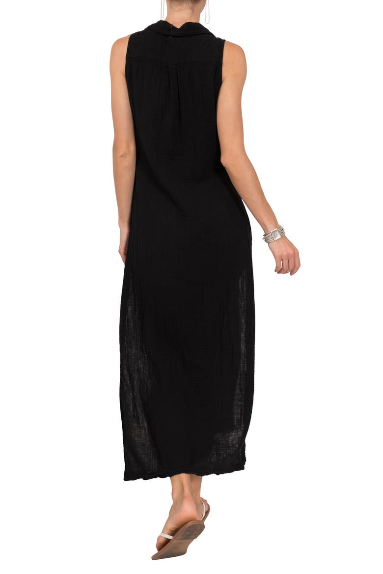 Vivienne Sleeveless Cotton Gauze Caftan Top, Alternate, color, BLACK
