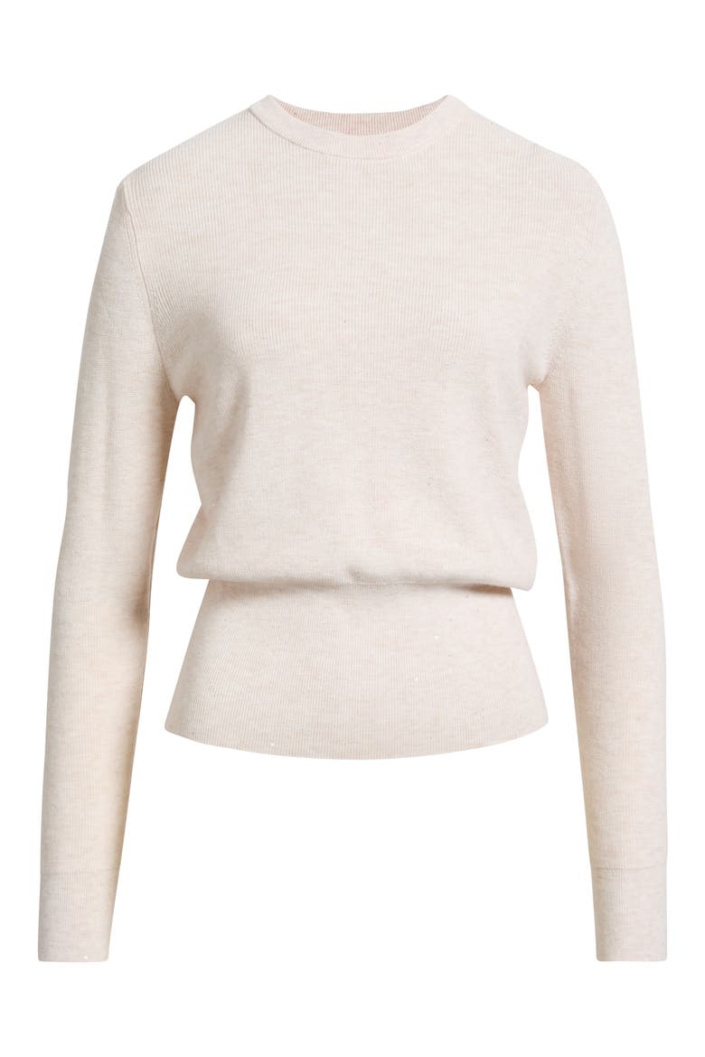 Crewneck Metallic Sweater, Alternate, color, IVORY