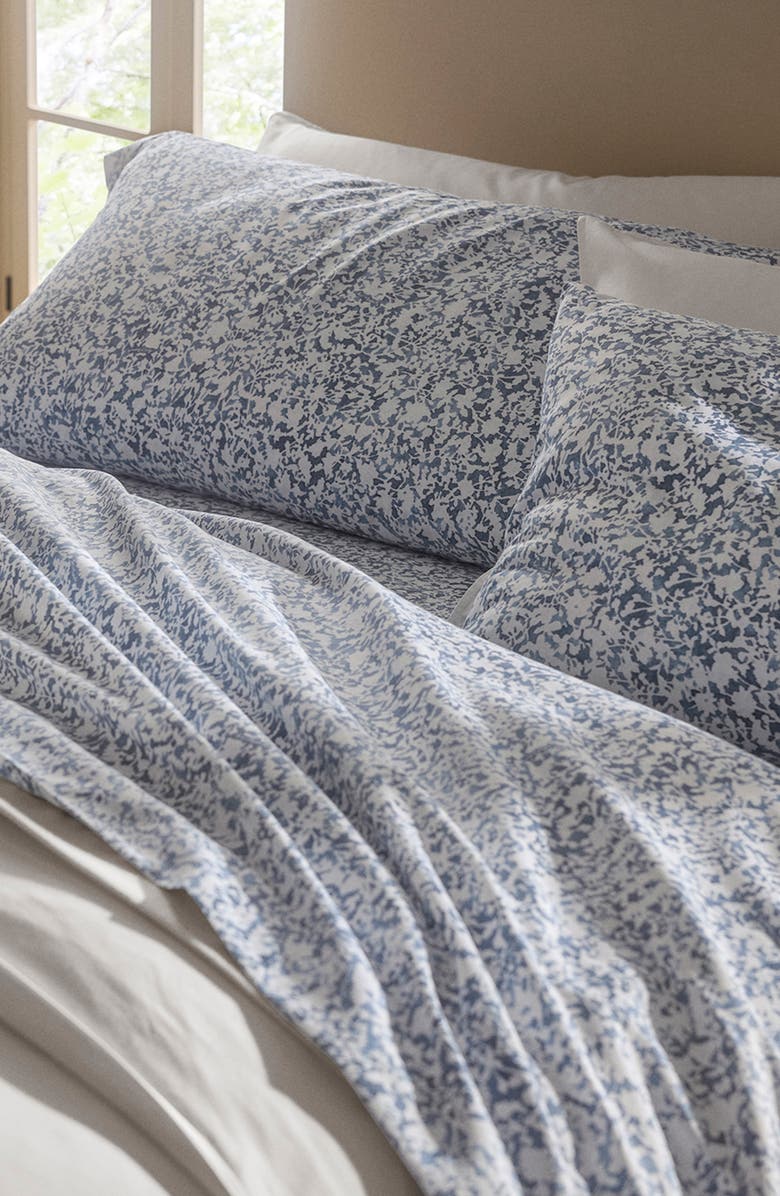 Boll & Branch Signature Garden Print Hemmed Organic Cotton Sheet Set, Alternate, color, Bay