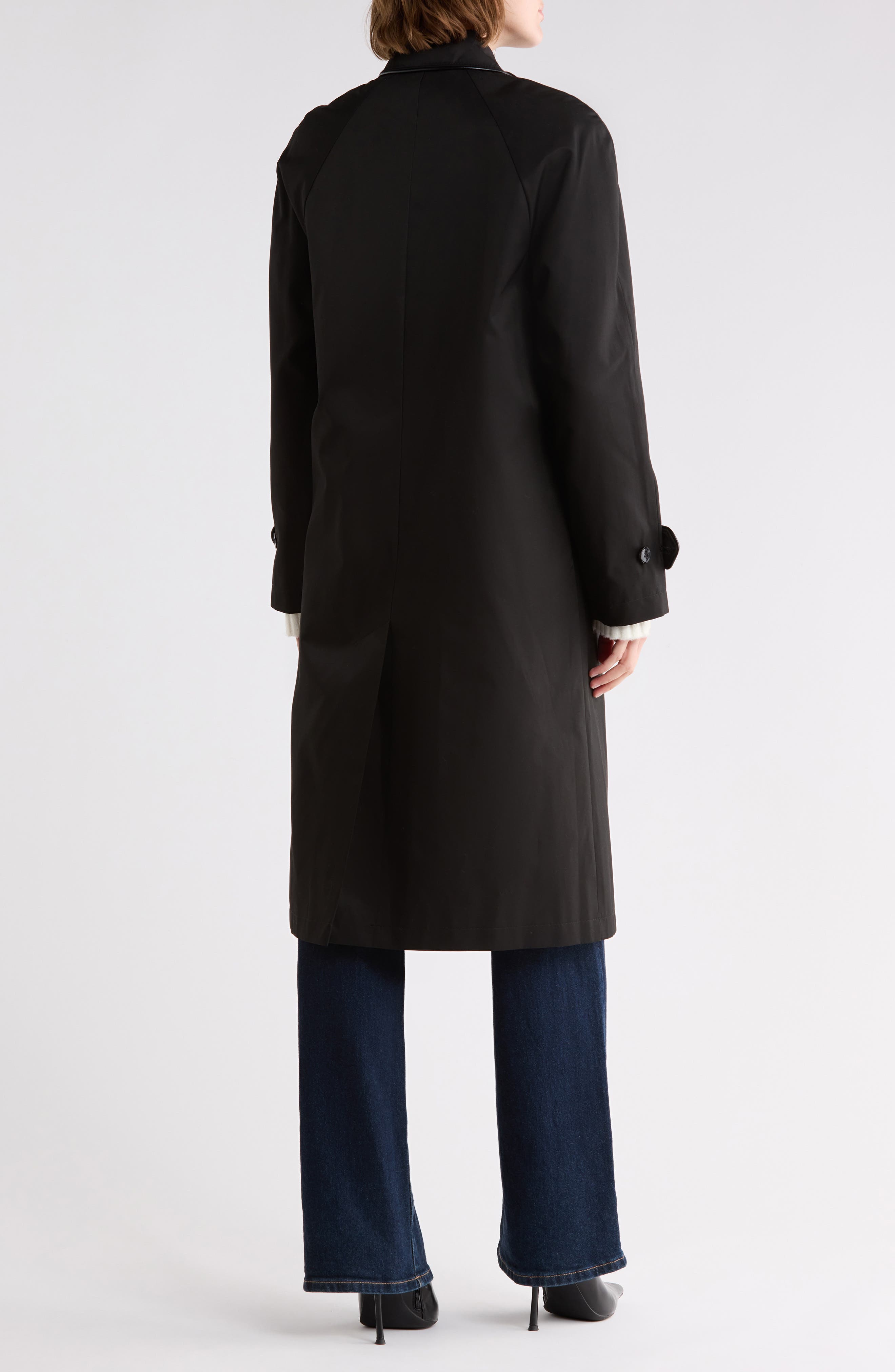 Lauren Ralph Lauren Faux Leather Trim Balmacaan Rain Coat (Women ...