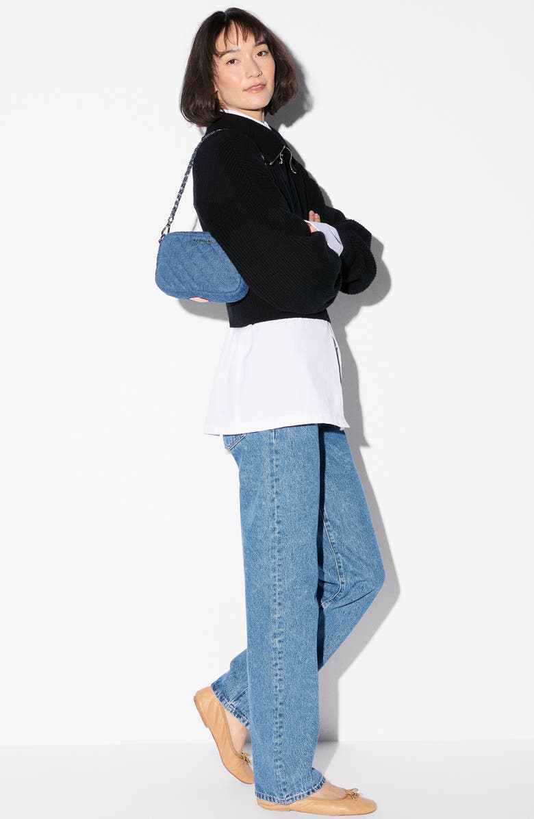 MZ Wallace Mini Crosby II Quilted Denim Crossbody Bag, Alternate, color, True Blue Denim