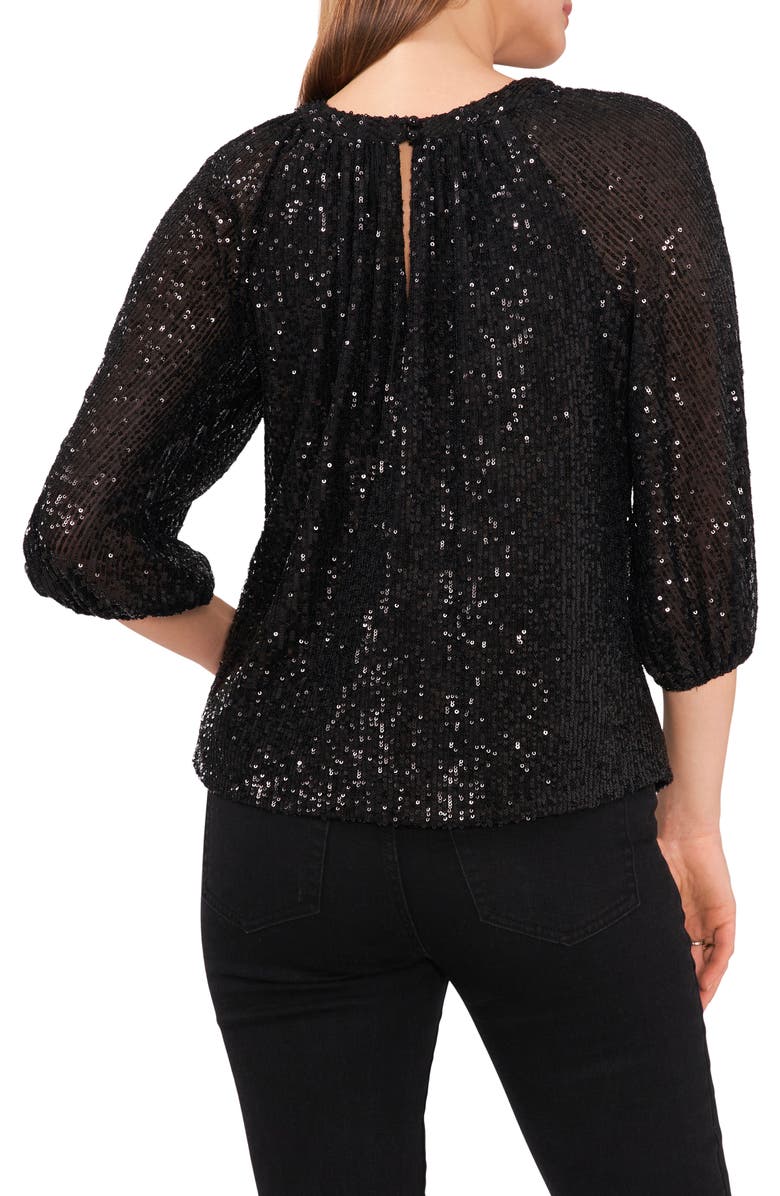 Vince Camuto Sequin Keyhole Neck Blouse, Alternate, color, 