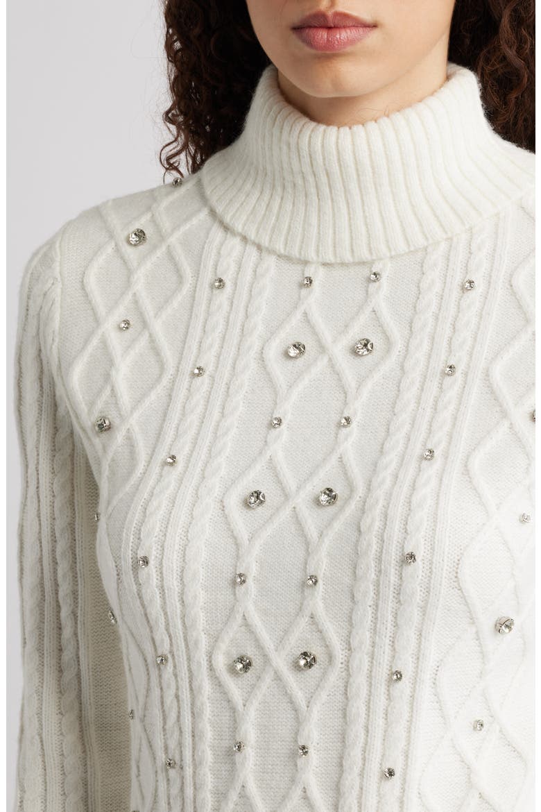 Embellished Cable Stitch Sweater, Alternate, color, IVORY
