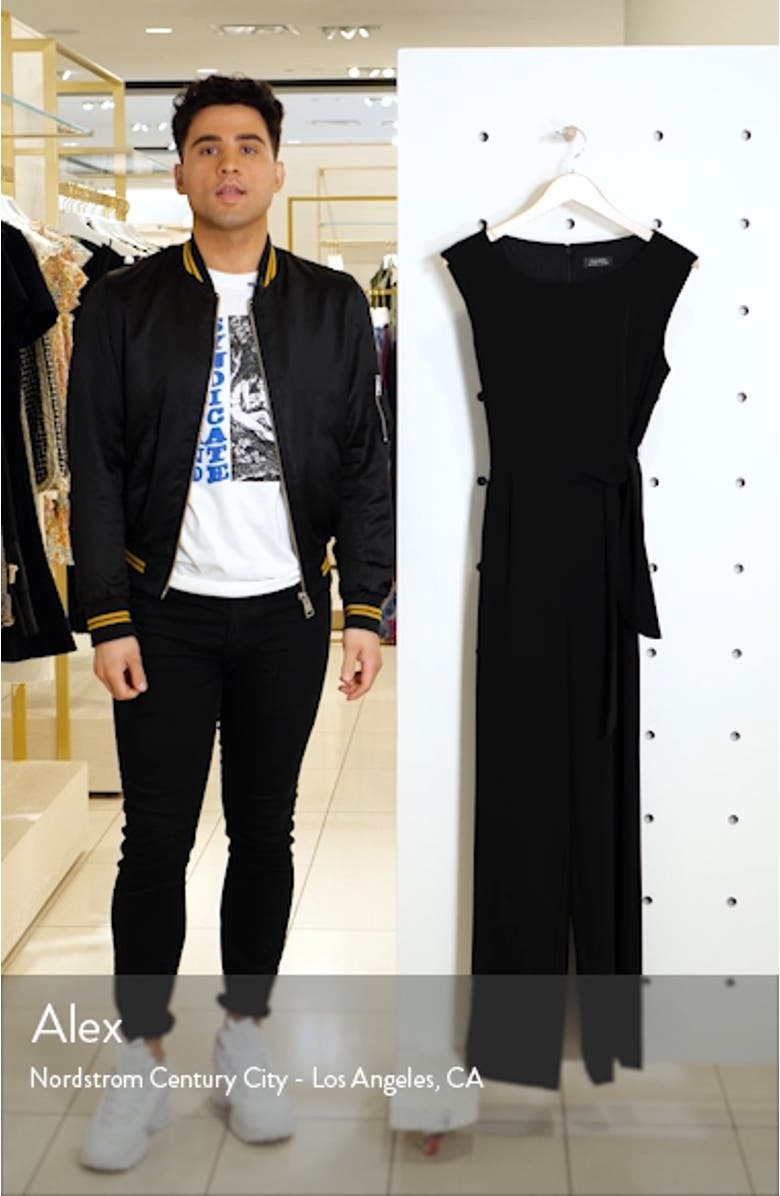 Tie Waist Sleeveless Crepe Jumpsuit, sales video thumbnail