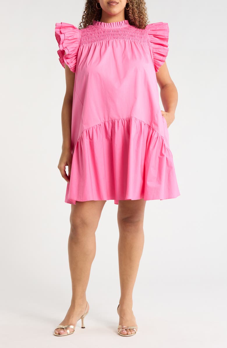 SUGARLIPS Rhona Smocked Minidress, Main, color, Bubble-Gum