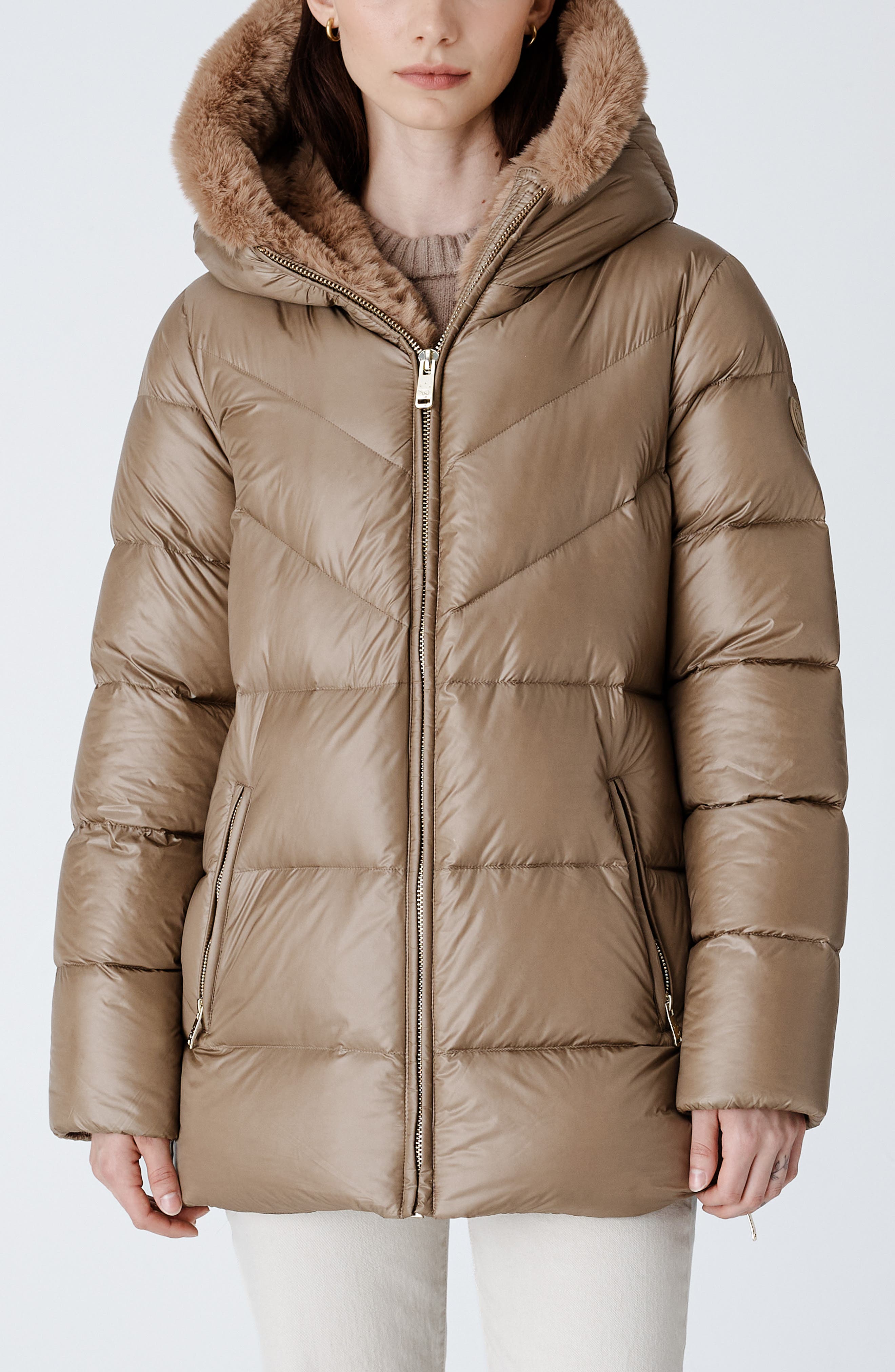 The Recycled Planet Company Eloise Faux Fur Trim Puffer Jacket (Women ...