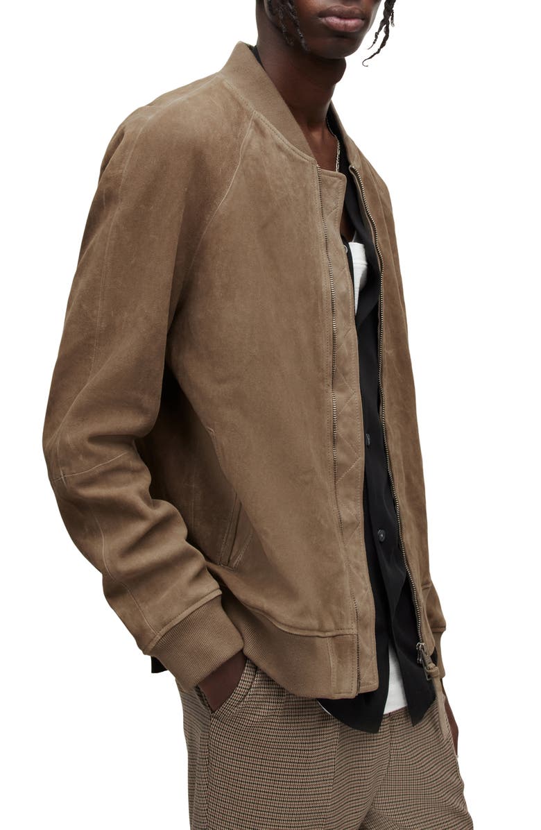AllSaints Dains Suede Bomber Jacket, Alternate, color, 