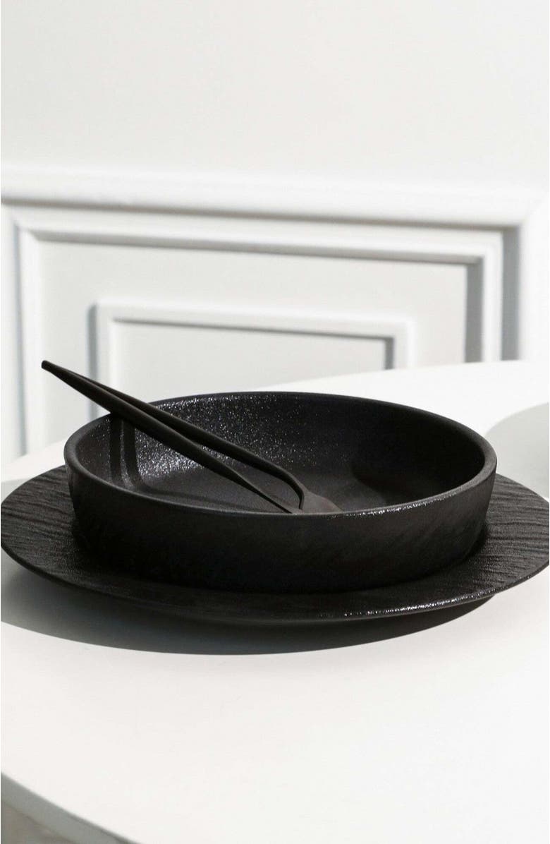 Stone Lain Senso New Bone China 12-Piece Dinnerware Set, Alternate, color, Black