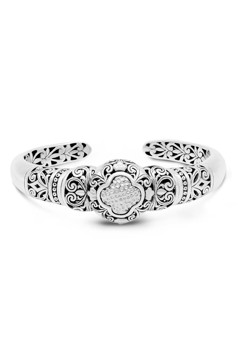 DEVATA Sterling Silver Bali Filigree Cuff Bracelet, Main, color, 