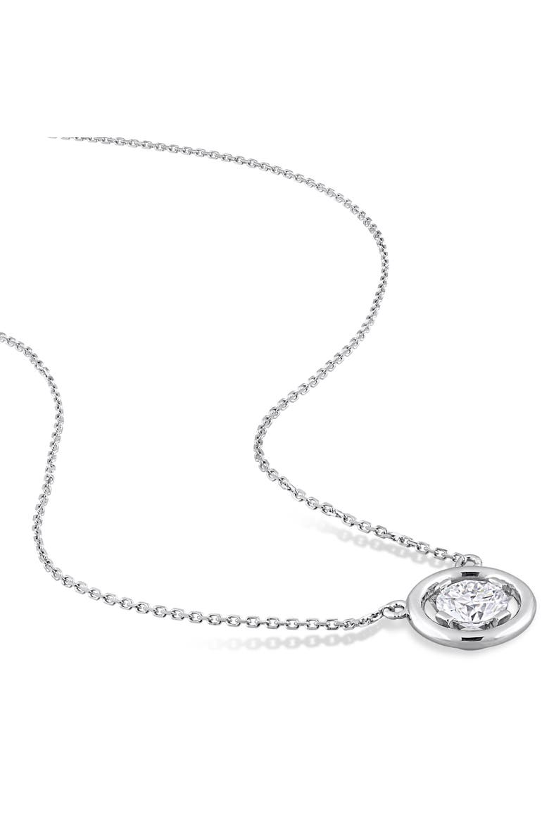 Moissanite Floating Halo Necklace 14k, Alternate, color, 14k White Gold