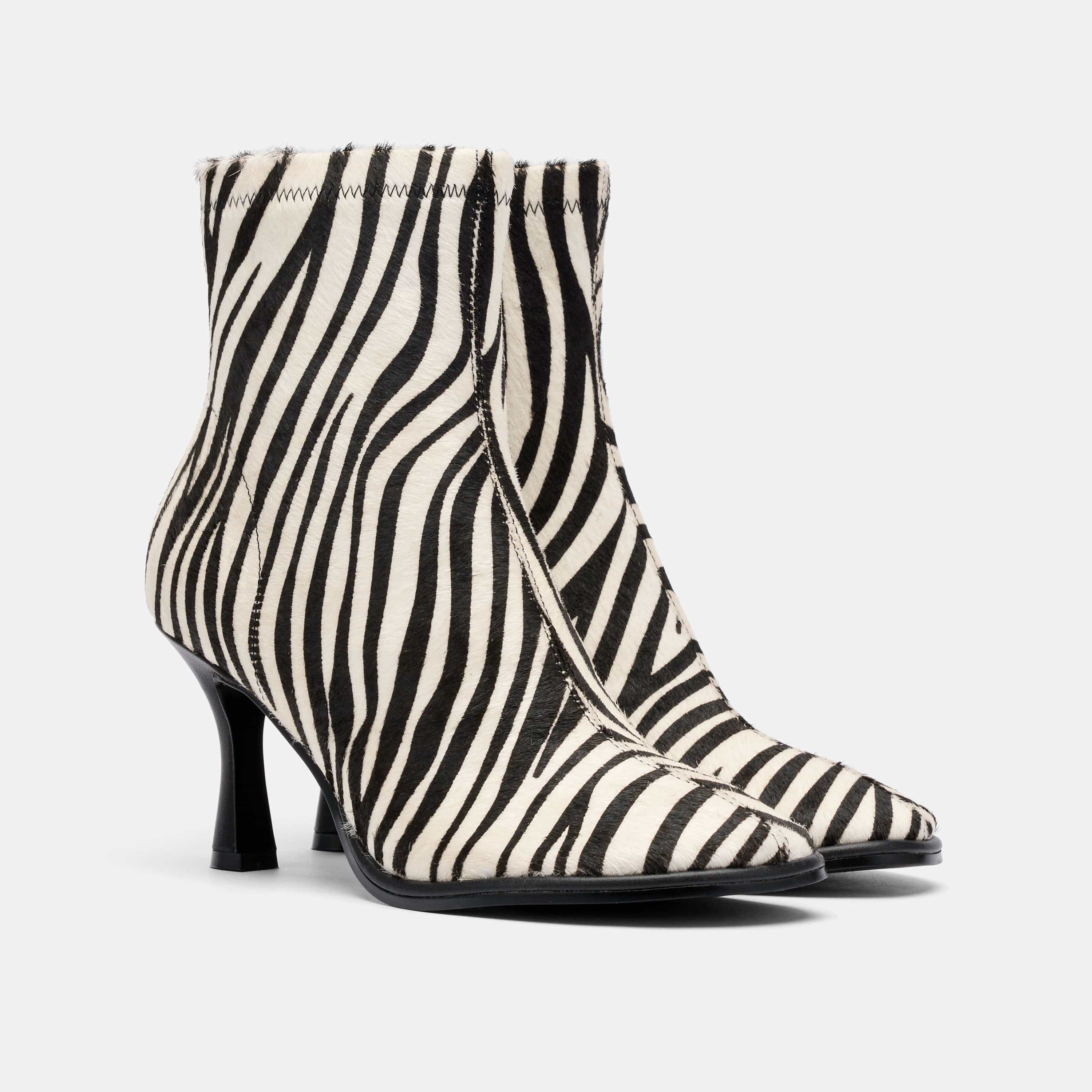 MARC NOLAN Gloria Stiletto Ankle Boots, Alternate, color, Zebra
