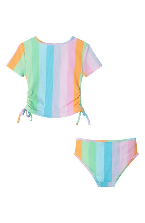 Shop Andy & Evan Kids' Short Sleeve Two-piece Rashguard Swimsuit In Pink Multi