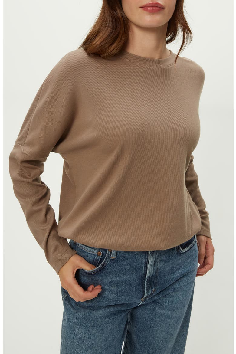 Kaley Long Sleeve Cotton & Modal T-Shirt, Alternate, color, COBBLESTONE