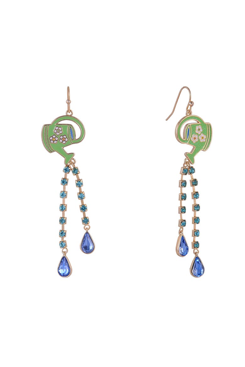Springtime Watering Can Earrings, Main, color, Green